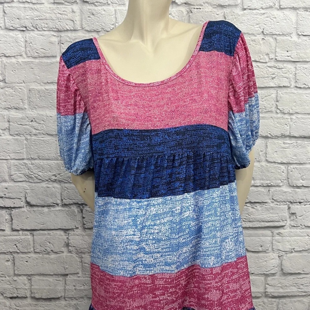 *HOST PICK* LILY BY FIRMIANA MULTI COLOR STRIPED SHORT SLEEVE DRESS SIZE 3XL - Picture 2 of 5